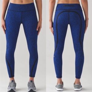Lululemon On Track Tight Circuit Cerulean Blue Black / Black SZ 4